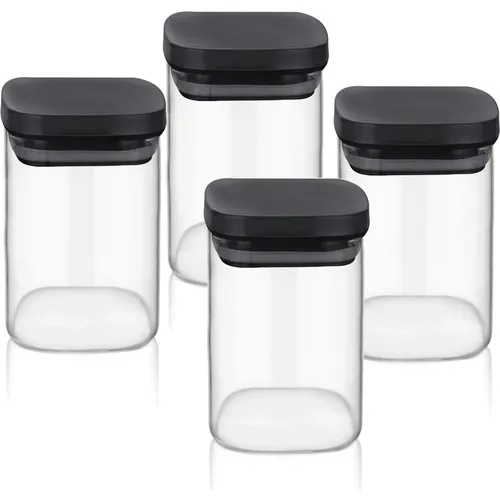 The Mia Glass Jar 4'lü Set 200 ml. Black