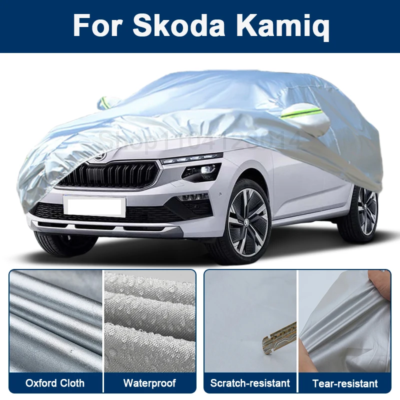 

Outdoor Full Car Cover For Skoda Kamiq with Reflective Strips Waterproof Snowproof Dustproof UV Protection Exterior Accessories