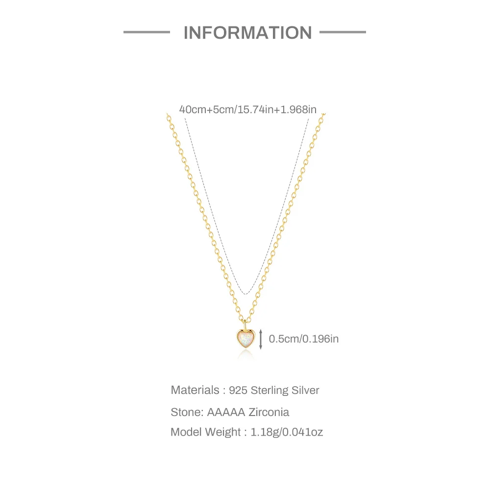 AIDE 925 Sterling Silver Woman Love Heart Zircon Pendant Necklaces Virgin Girls Jewelry 18k K Gold Color Chain Link Necklaces