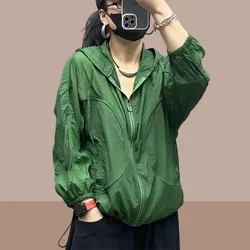 Summer New Fashion Women's Jacket Beach Thin Sunscreen UV Protection Coat 2023 Female Long Sleeve Hooded Jackets Outerwear Tops