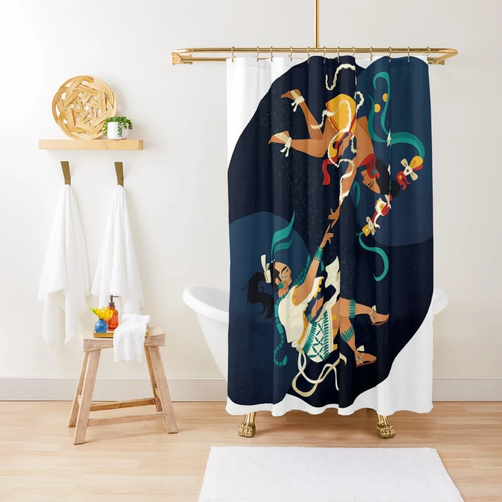 Chin and the Nobleman - Gay Queer Indigenous Maya Art Shower Curtain Bathroom Deco Shower Sets For Bathroom Curtain