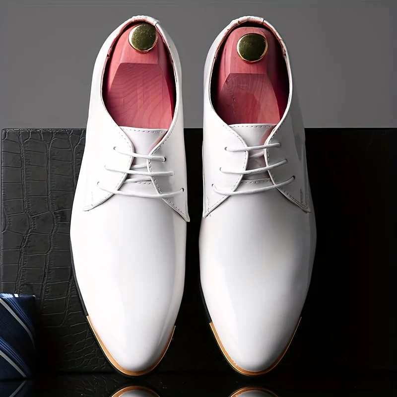 

fallow soft-soled wear-resistant SIZE 's Solid Derby Shoes With PU Uppers, Wear-resistant Lace-up Dress Shoes For Business Off