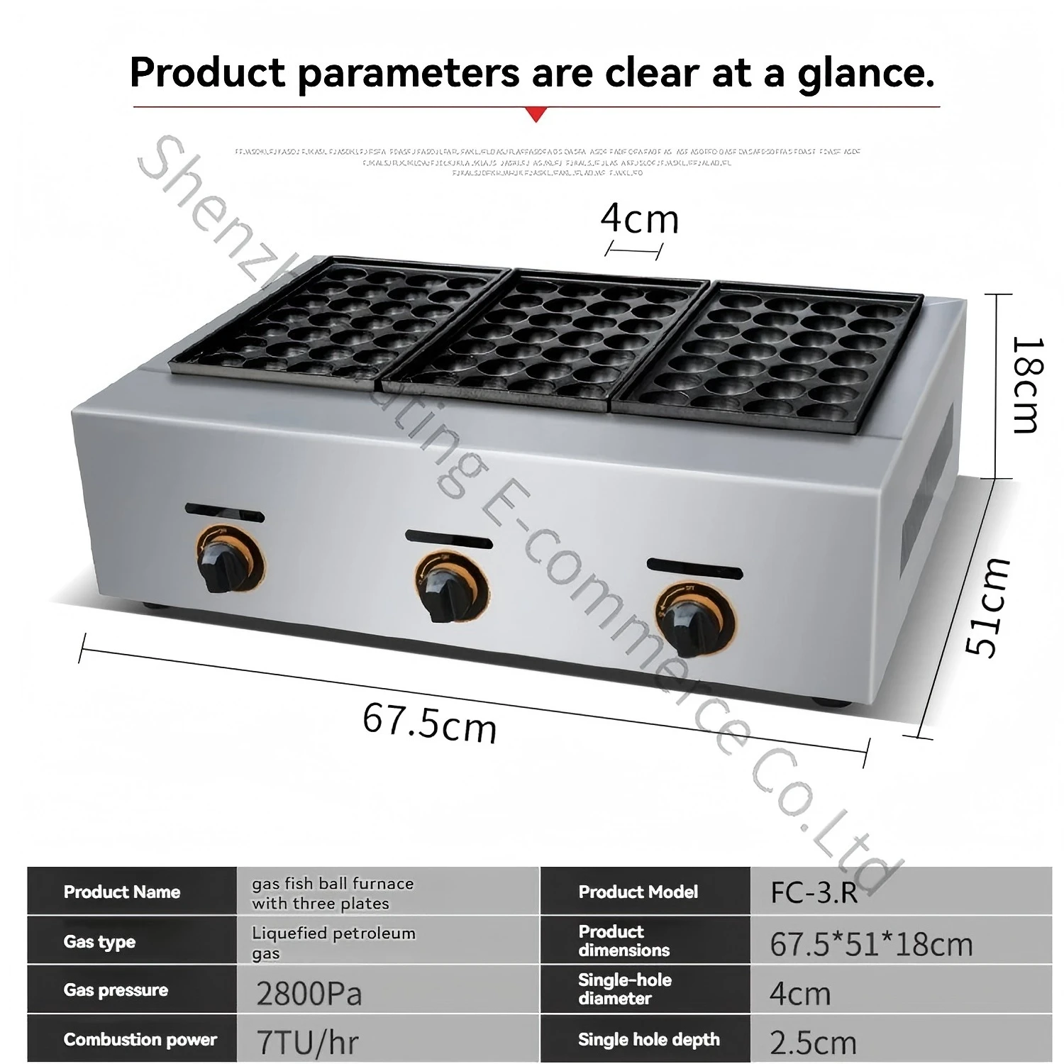 FVC-3R Commercial Three-board Fish Ball Stove Octopus Ball Machine Grilled Fish Ball Stove Shrimp Egg Octopus Balls