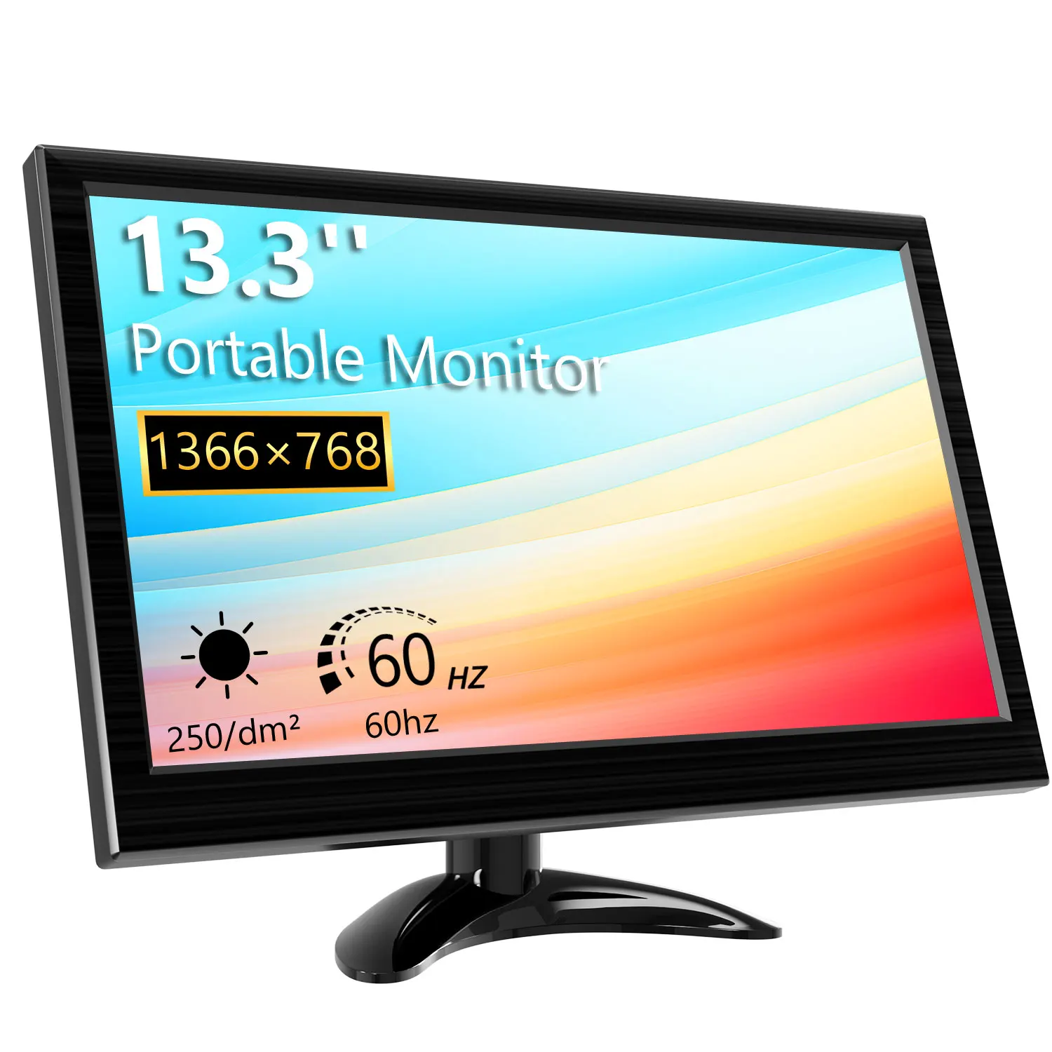 13.3 inch Small Monitor 1366X768 Mini PC Monitor with HDMI VGA AV BNC USB Intput for Laptop PS4 Xbox Computer Monitor