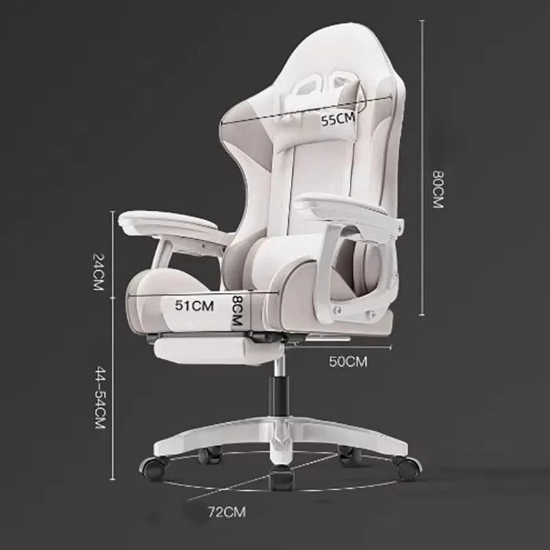 Direto da Fábrica 2026 Cadeira de Escritório Ergonômica com Apoio Lombar, Cadeira de Gaming Relaxante Branca Estilo Nórdico Creme, com Almofada de Pes