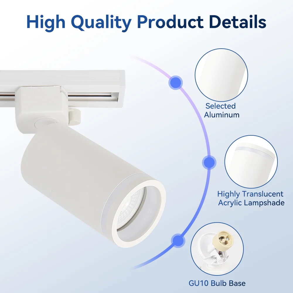 Track Light 85-265V gu10 Ceiling Track Lamp Rail Lighting System Set Rails Spot Clothing Shop Living Room Store Home Free bulb