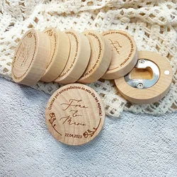 Custom Beer Bottle Opener Engraved Wooden Fridge Magnet Wedding Guest Souvenir Gift Bottle Opener for Kitchen Gathering Party