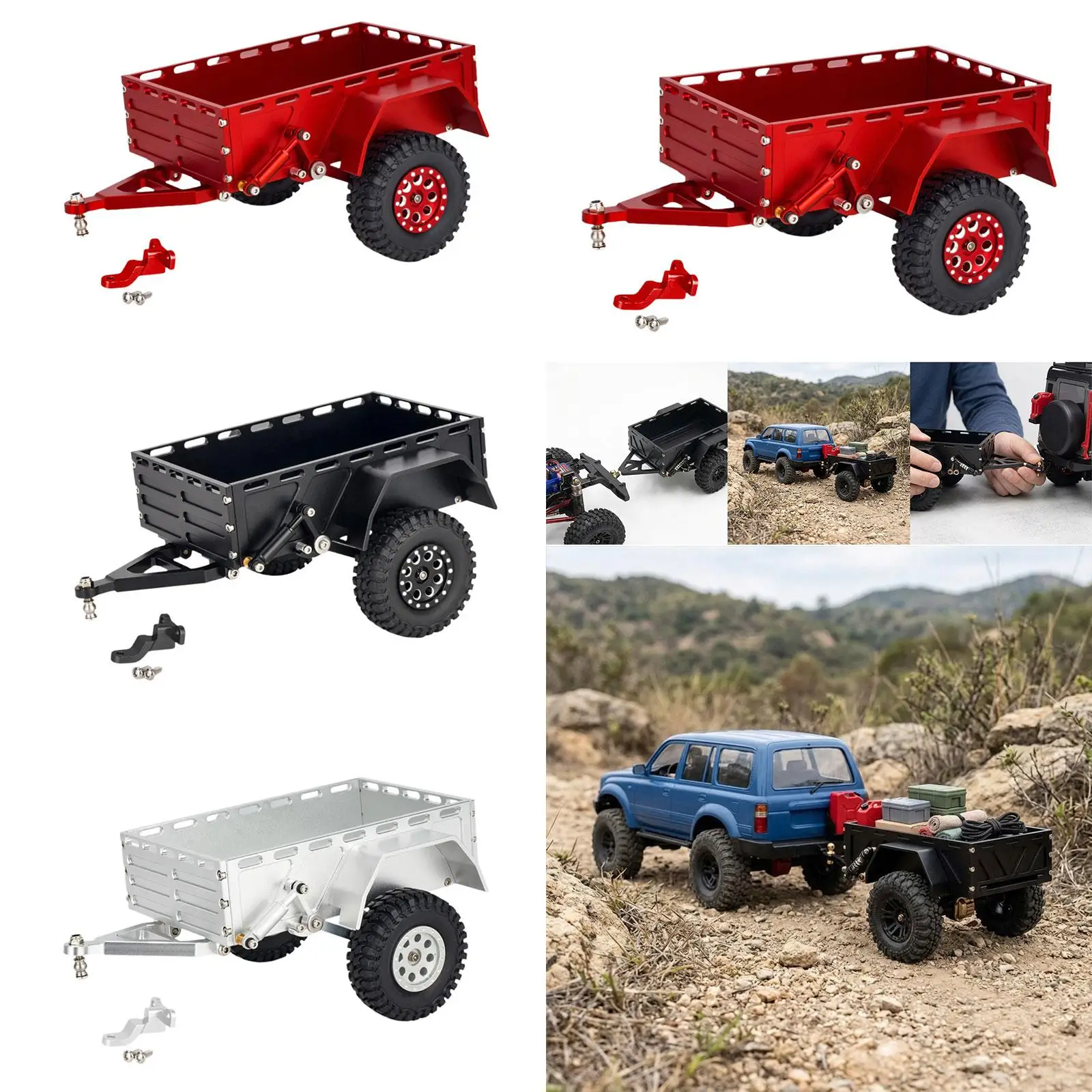 

RC Crawler Trailer Accessories Premium Metal Trailer for 1/18 RC Car