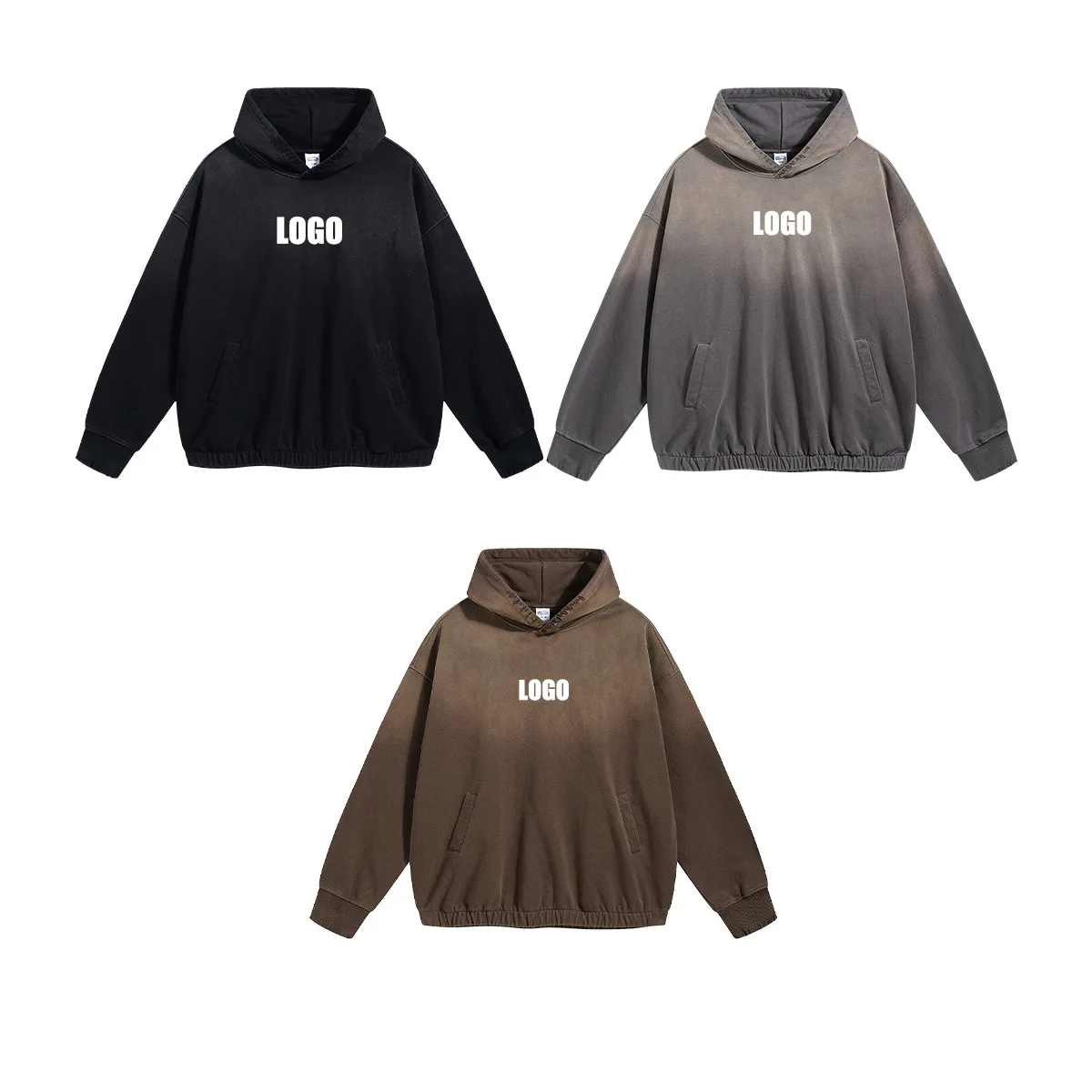 Custom LOGO2024 autumn winter new product 450g spray-dyed men's women's sweaters trendy brand cotton-polyester terry hoodie