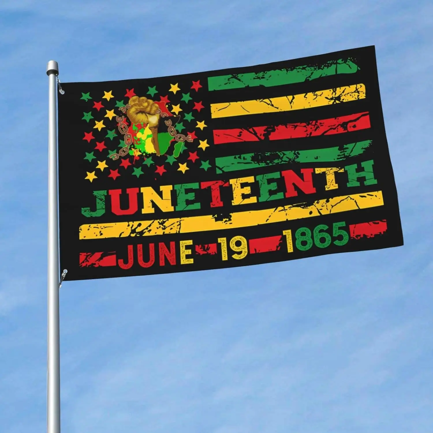 Juneteenth Flag 3x5 Ft African American Flag Emancipation Black Freedom Celebration June 19th 1865 Yard Outdoor Decoration