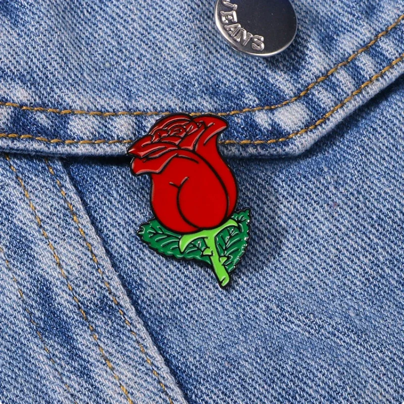 Beautiful Red Rose Brooches Bright Rose Flower Decorative Metal Pins Woman's Blouse Handbag Ornaments