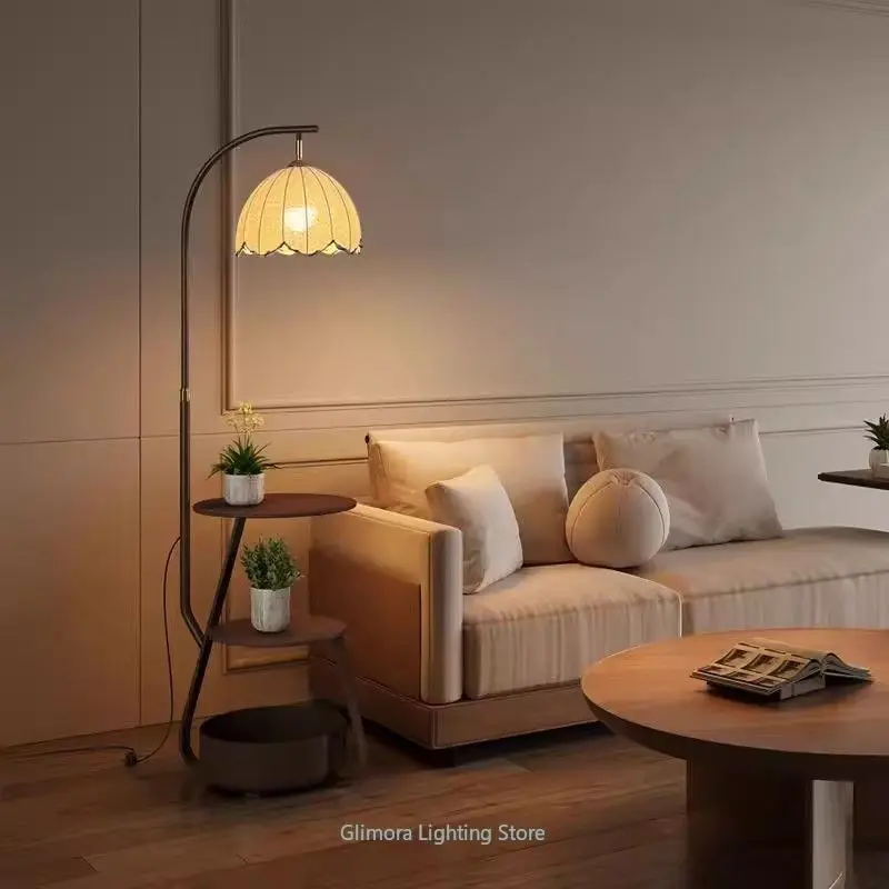Vintage Ambient Floor Lamp, Mid-century Style, Metal & Glass, for Living Room Sofa Side Bedroom