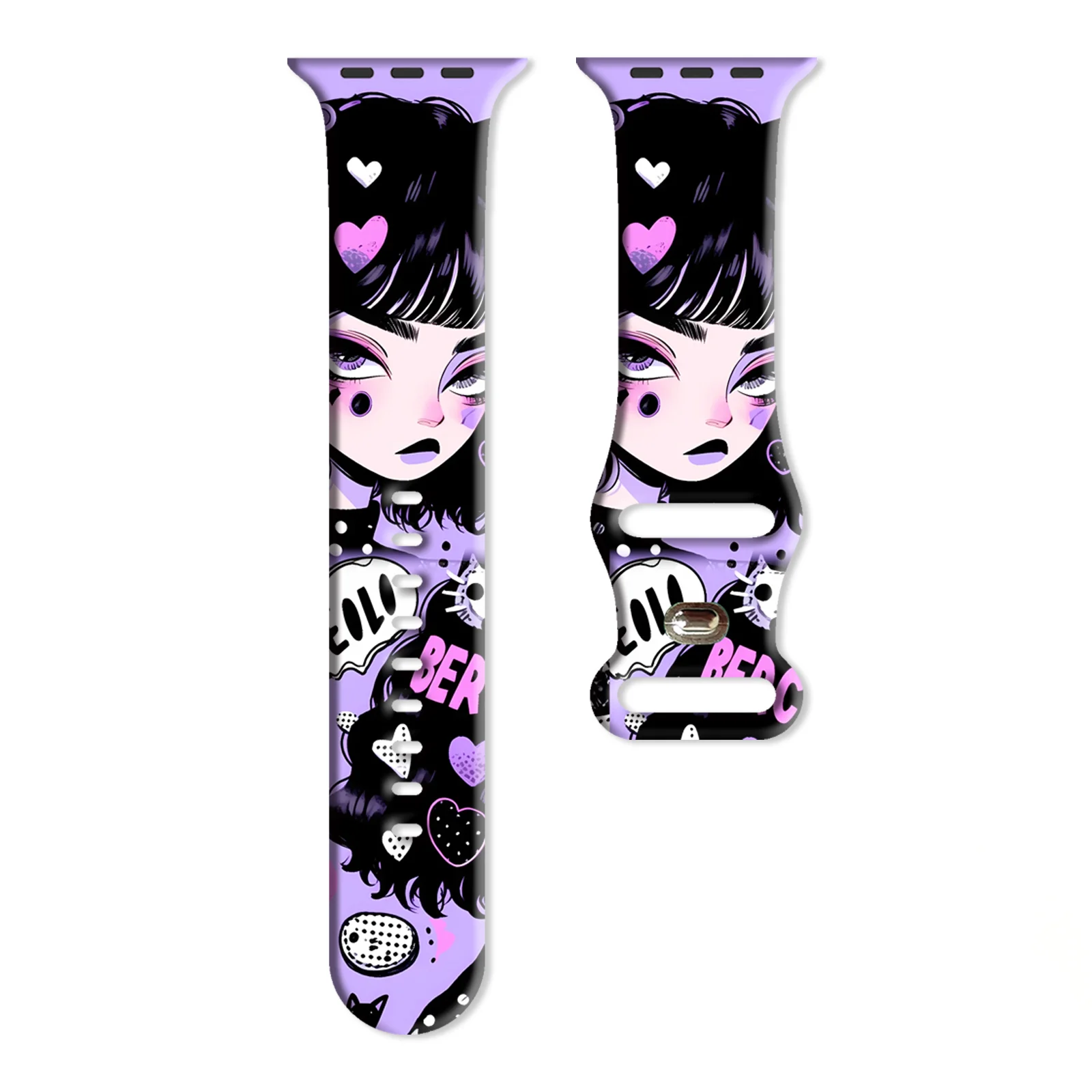 

Cold Elegant Girls Series Print Strap for Apple Watch 11/10/9/8/7/6/SE, Soft Waterproof Replacement Silicone Band 46/45/44/42mm