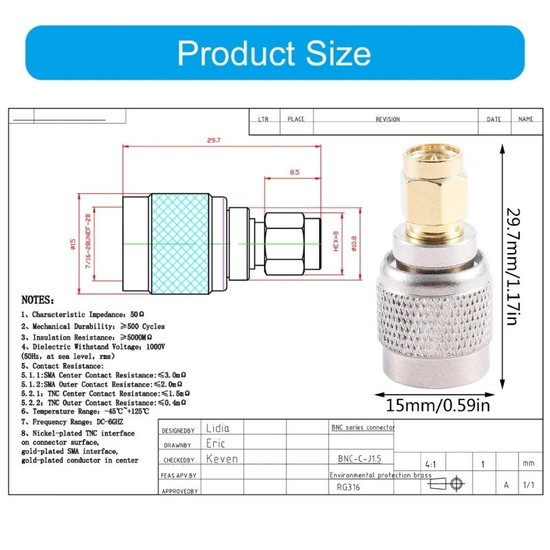 Adaptador TNC do cobre TNC SMA da durabilidade aos conectores SMA para a conversão sinal