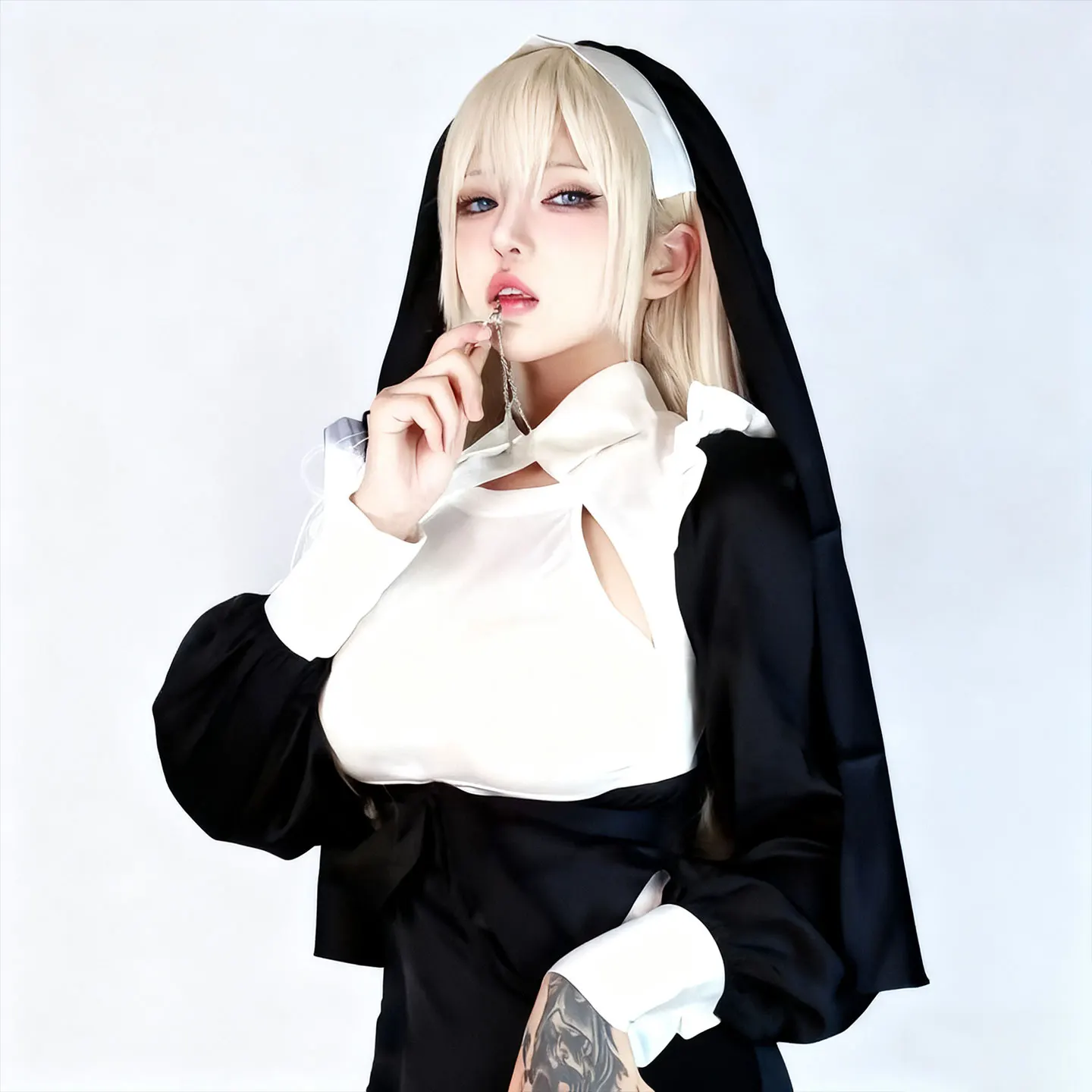 Seksowny strój zakonnicy na Halloween, chusta na głowę, cosplay, Lolita, gotycki kostium, czysta pokusa, damski długi strój do występów.