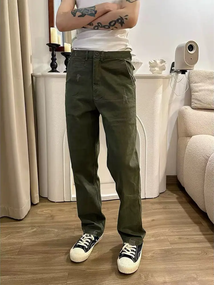 

New American Style Straight Leg Casual Pants Washed Cotton Streetwear Versatile Men's Spring Autumn Fashion Loose Workwear Lo...