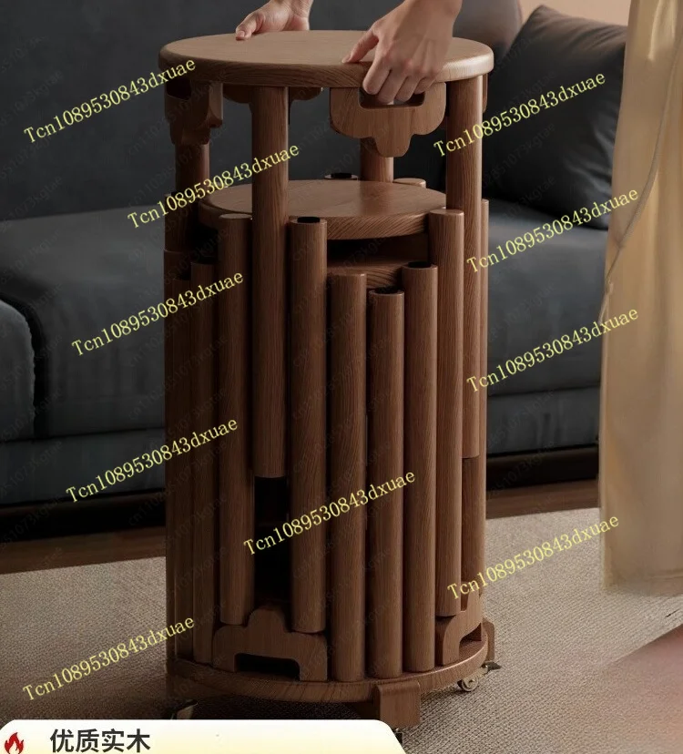 Winter wood stool can be stacked six-in-one solid wood stacked music round stool household spare dining table stacked storage
