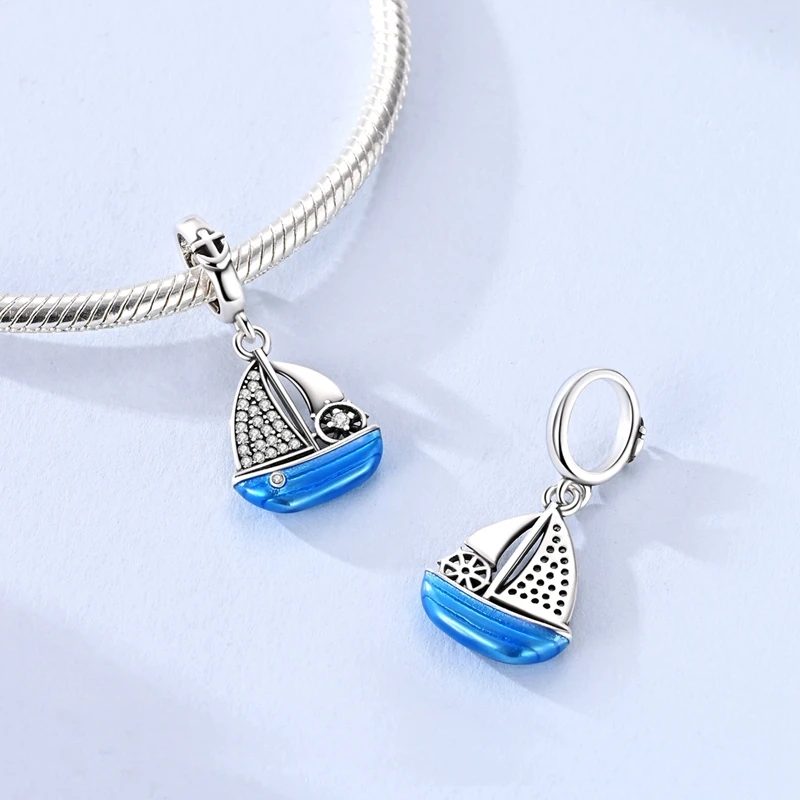 925 Sterling Silver Ocean Vacation Sailing Lighthouse Sea Turtle Charms Pendant For Women Fit Original Bracelet DIY Jewelry Gift