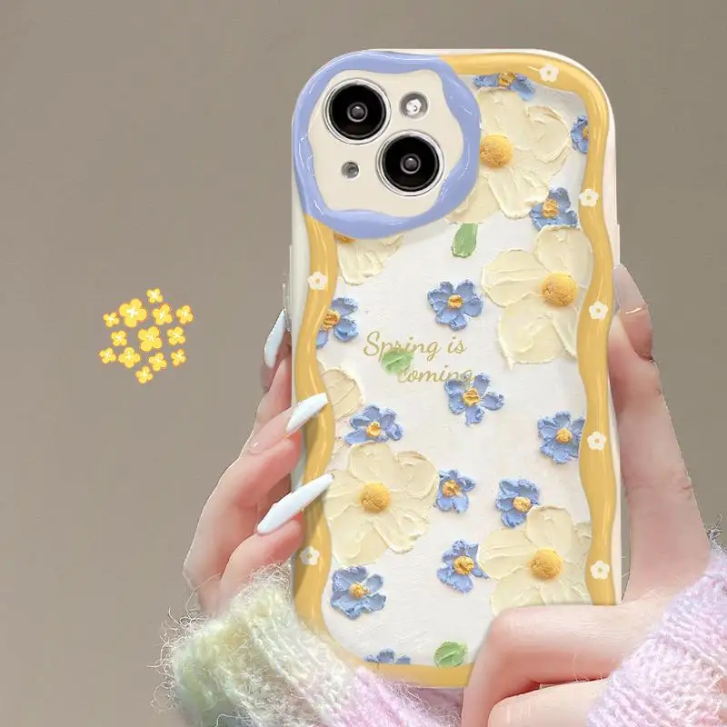 3D Flowers Phone Case For VIVO Y20 Y16 Y21 Y50 Y30 Y22S Y02S Y35 Y19 Y12S Y55 Y77 Y78 Y76 5G Y85 Y93 Y36 Fundas Wavy Edge Cover