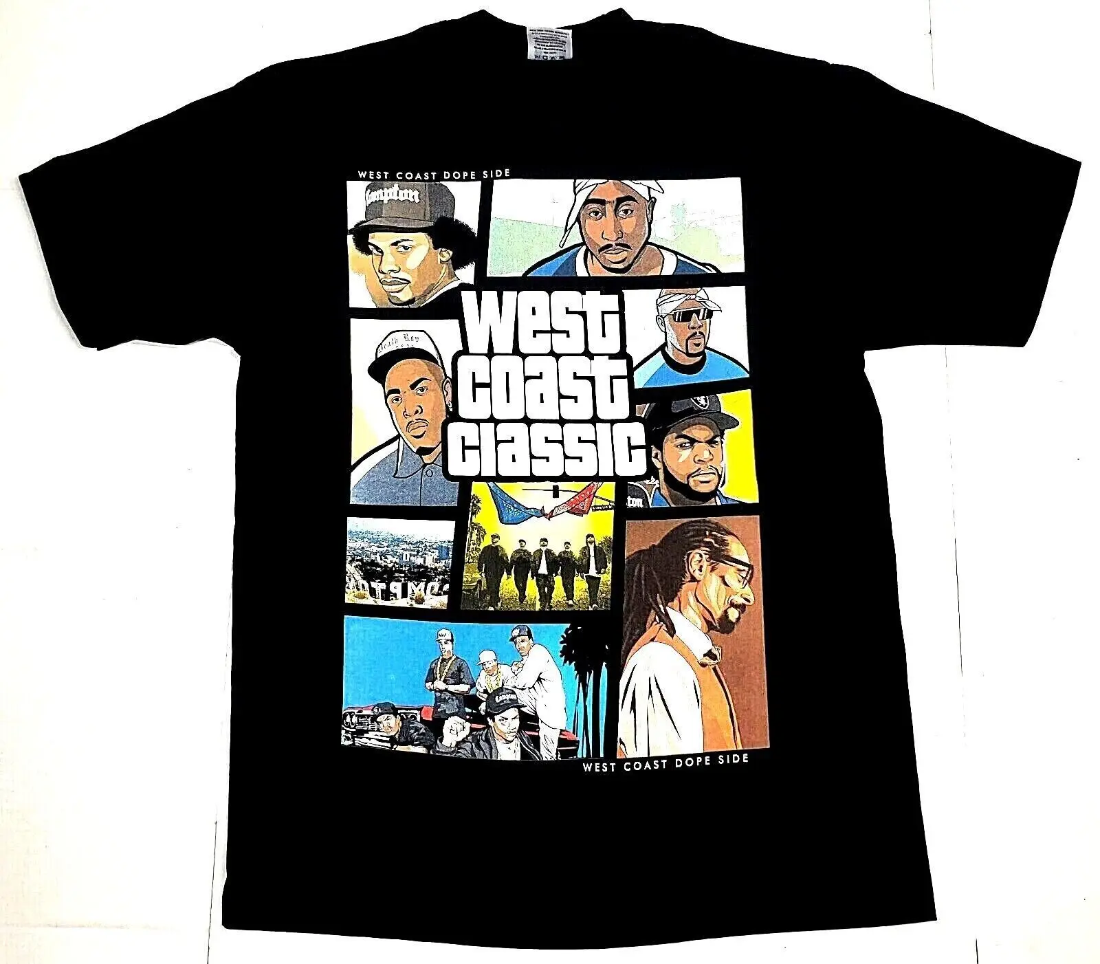 WEST COAST-Camiseta Clássica Masculina, Hip Hop Rap, Streetwear Urbano, Novo