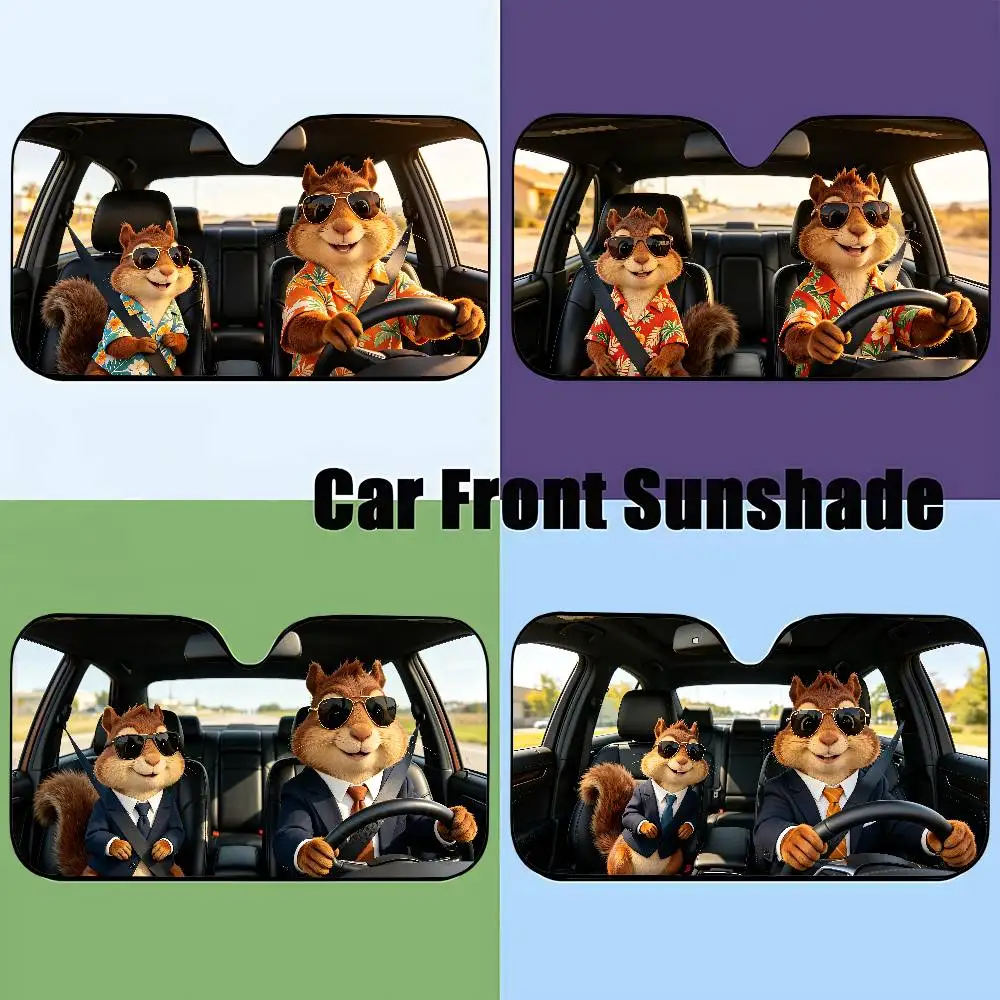 Squirrel Drive Car Sunshade Covers Cover Universal Windscreen Folding Visor