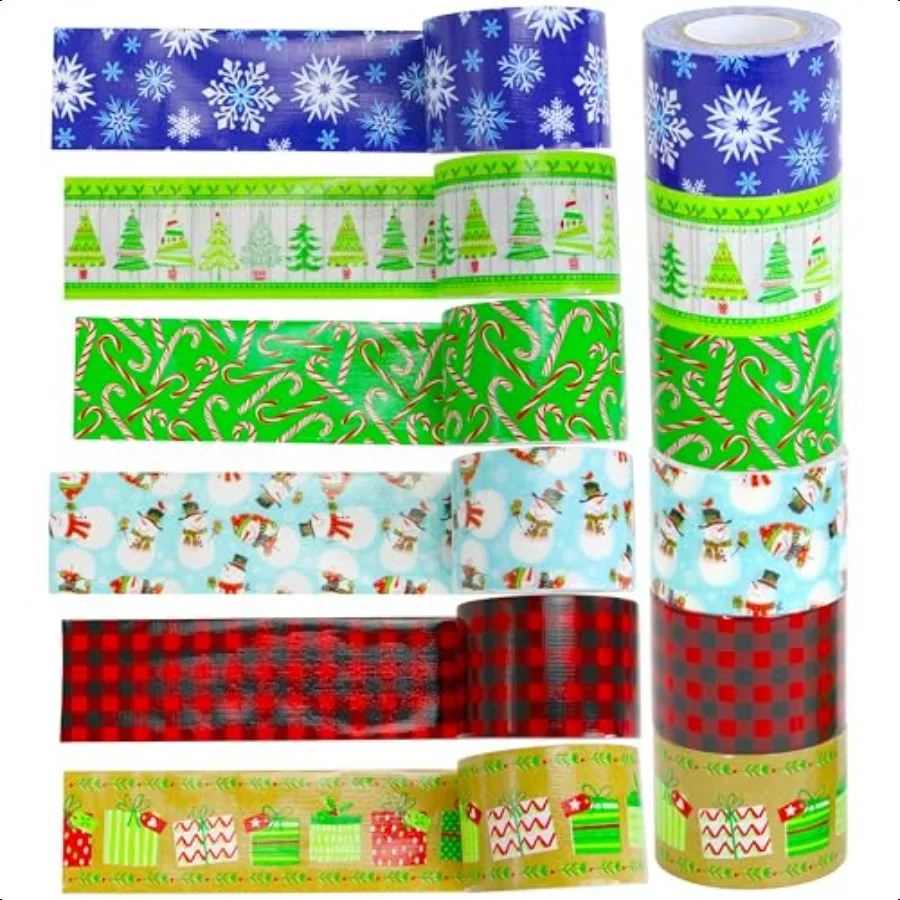 

Икональная рождественская клейкая лента с принтом, 6 стилей, 2 дюйма x 10 ярдов, 12 упаковок