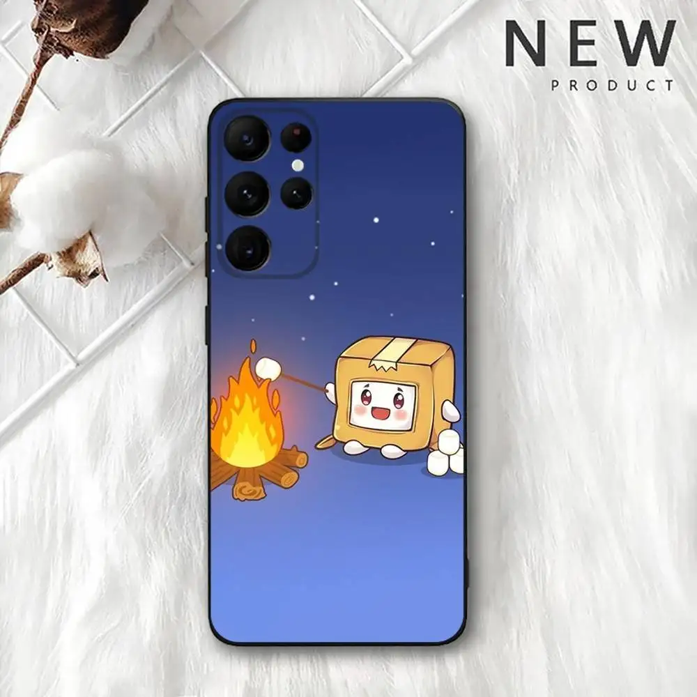 حافظة هاتف L-Lankybox لطيفة لهاتف سامسونج S 25,24,23,22,30,21,10,9,Ultra,Plus,Lite,FE,4,5G حافظة ناعمة سوداء