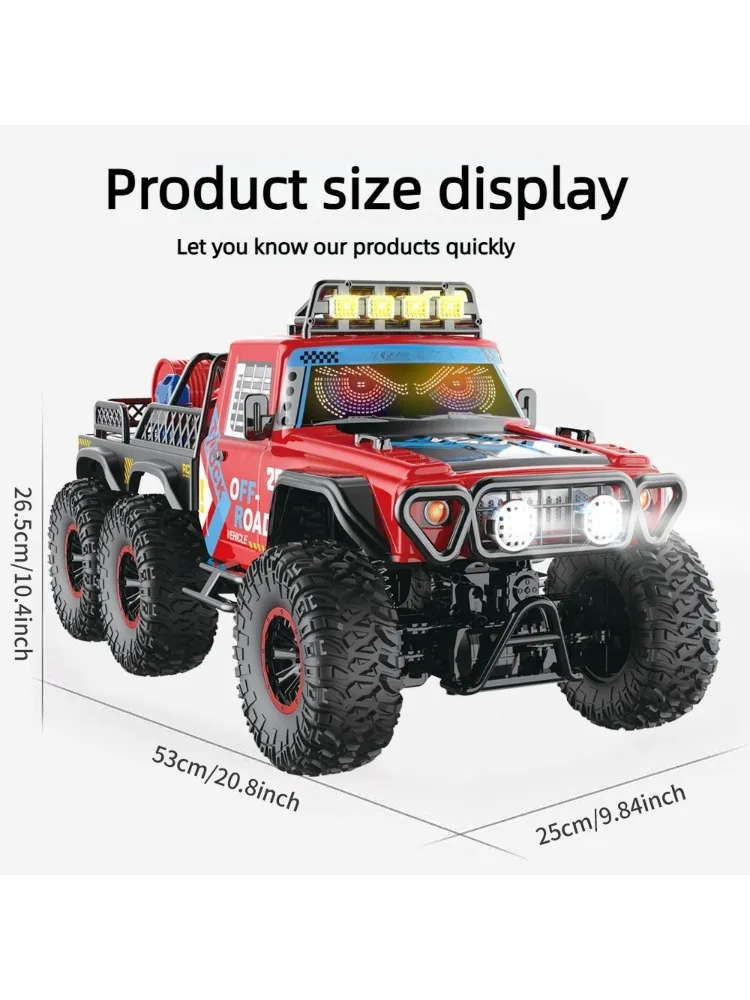 1/8 6WD RC Offroad-Fahrzeug 2,4G Hochgeschwindigkeits-LED mit coolen Lichtern und Soundeffekten RTR All-Terrain Stoßdämpfung RC Kletterfahrzeug