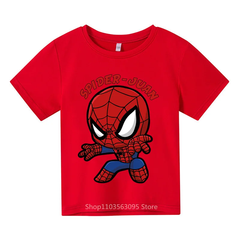 Marvel Spider-Man Cartoon Print T-shirt Summer New Arrival Boys Girls Cotton Casual Stylish Kids Short Sleeve Top