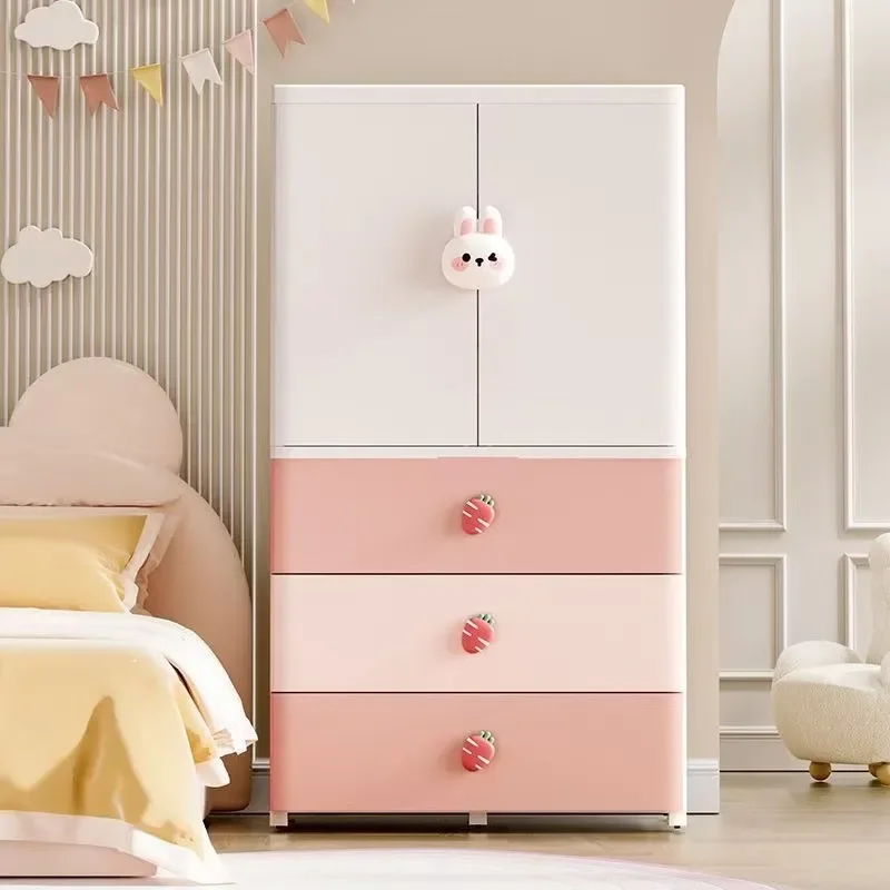 65cm Thickened Plastic Baby Wardrobe Multi Layer Kids Storage Cabinet Clothes Organizer Small Locker for Nursery Room