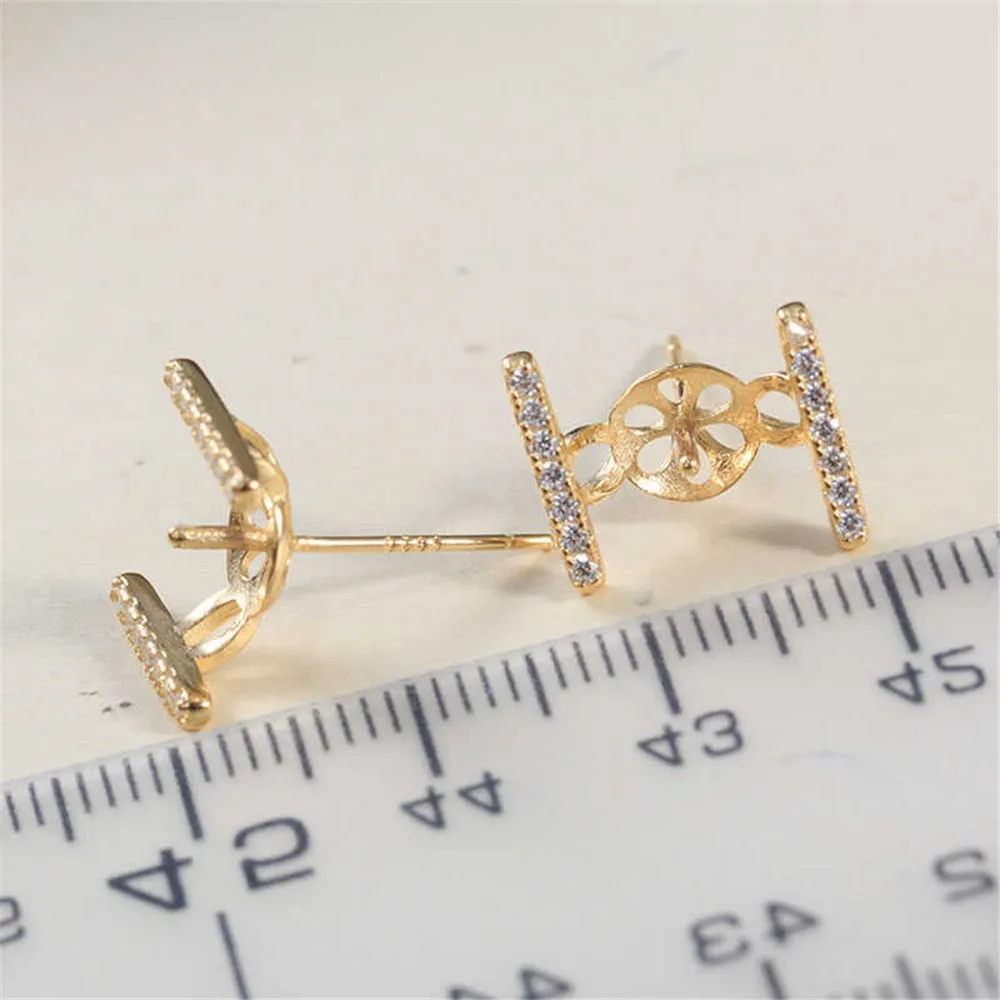 S925 Sterling Silver Pearl Earring Settings DIY Jewelry Making Supplies Blank Earring Posts for Handcrafted Accessories No Pearl
