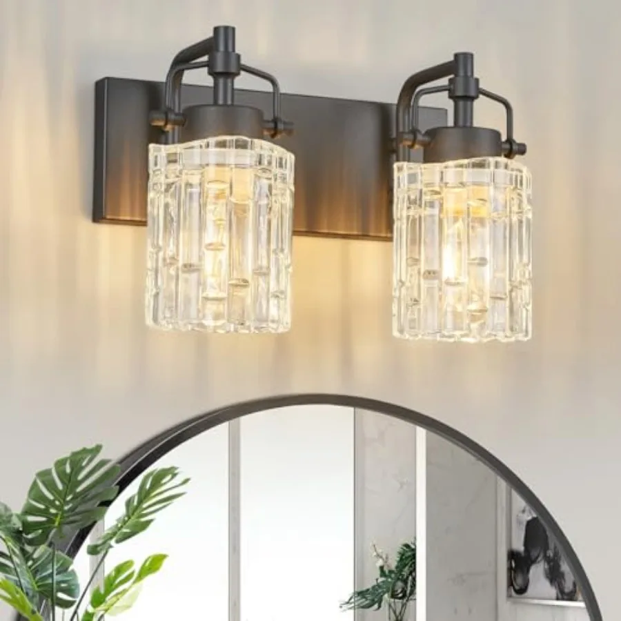 2 Light Crystal Glass Vanity Light Bathroom Lighting Fixtures Over Mirror Modern Bath Wall Sconce Lighting for Bedroom Living R