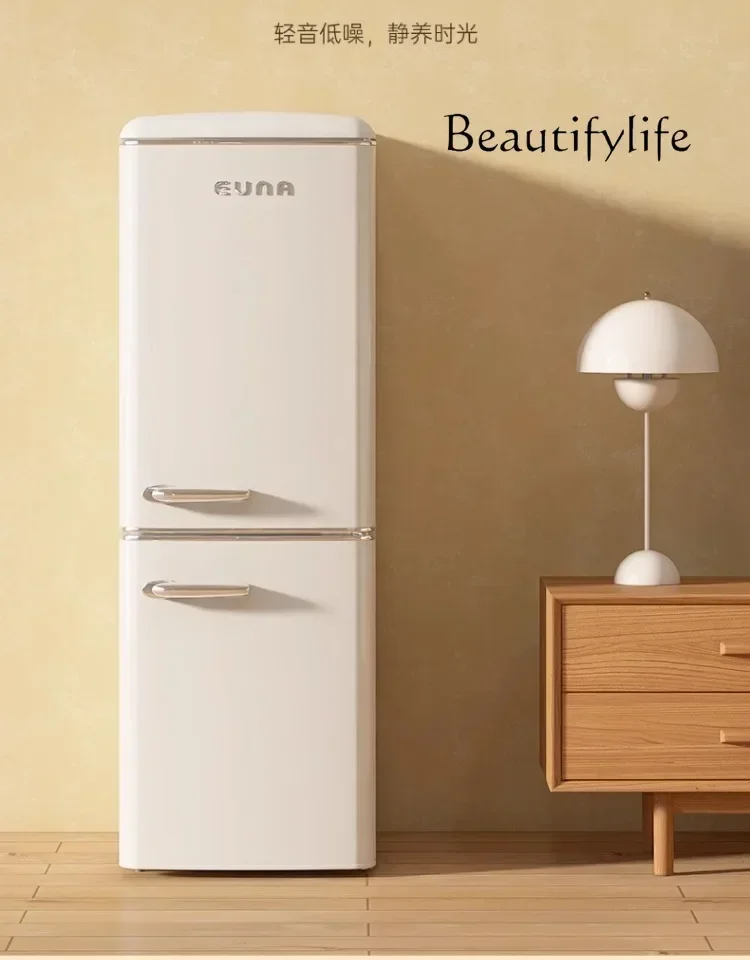 Retro double door household air-cooled bacteriostatic cream wind embedded living room high-value small refrigerator