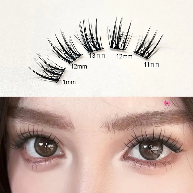 Korean Wet Spiky Cluster Lashes 10 Rows Glue Free Lashes Closed Fans Girl Group Manga False Lashes Korean Jirai Kei Makeup