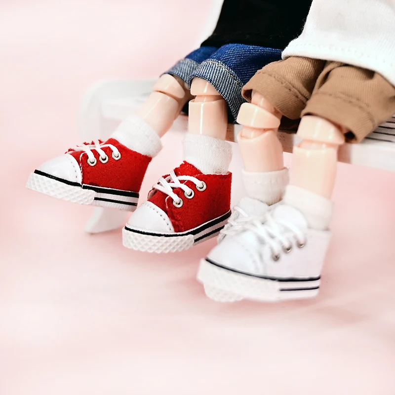 Ob11 Pop Casual Canvas Schoenen Poppen Sneakers Schoenen Met Schoenveter Accessoires Voor Penny, Obitsu11, Gsc Lichaam, ymy, 1/12Bjd Pop