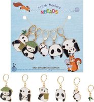6Pcs Panda Charm Stitch Markers 6 Styles Alloy Enamel Crochet Stitch Marker Charms Removable Lobster Clasp Locking Stitch Marker