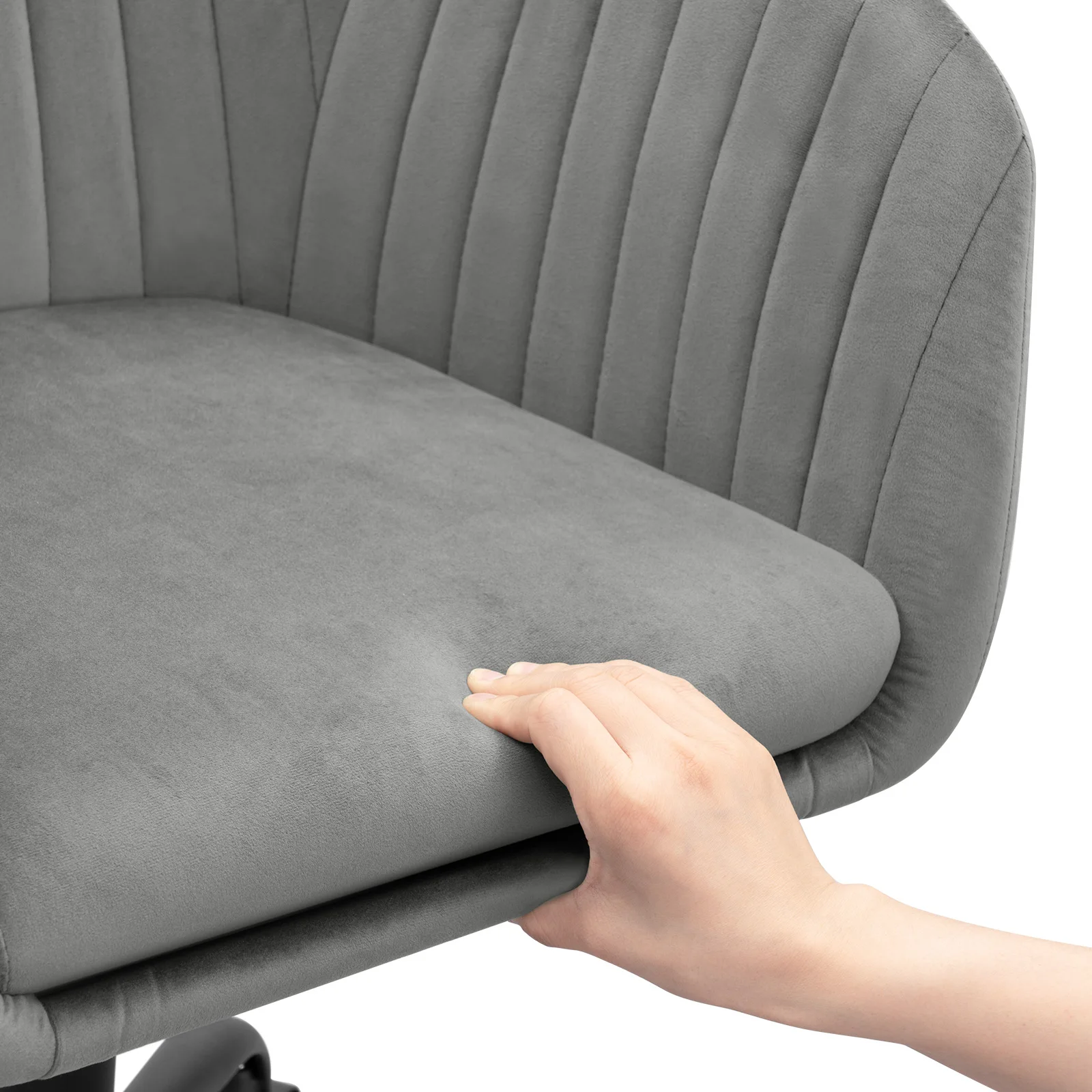 WOLTU Samt-Bürostuhl mit Armlehnen, Rollen, anhebbar, Gaming-Stühle mit hoher Rückenlehne, höhenverstellbar, ergonomischer Arbeits- und Make-up-Stuhl – Detail 21