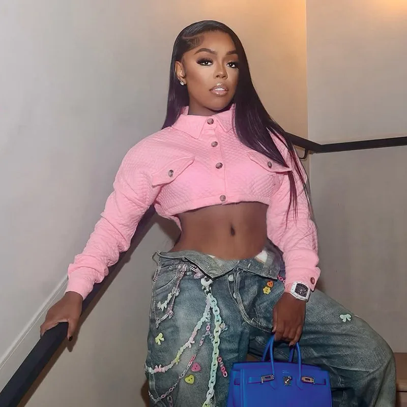 Cropped Pink Jacket Sexy Coats Casual Fashion Tops 2026 Women Autumn Winter Clothes Cargo Cyber Y2K Streetwear Trench Jackets