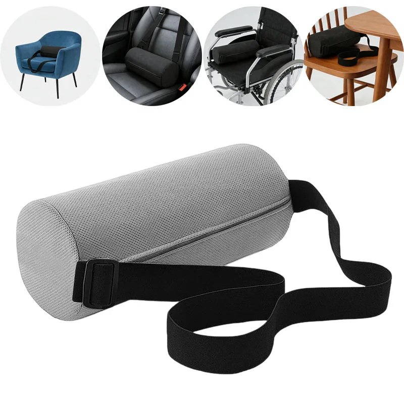 

Car Seat Lumbar Cushion Household Sofa Cylindrical Lumbar Pillow Elastic Band Fixed Memory Cotton Filling Removable Cleaning