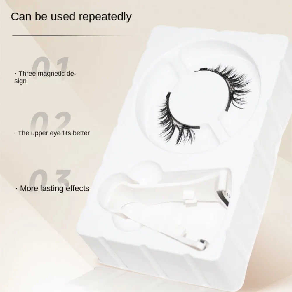 

Glue Free Magnetic False Eyelashes DIY Reusable Magnetic Eyelashes with Clip Makeup 3D Extension False Eyelash Clusters Female