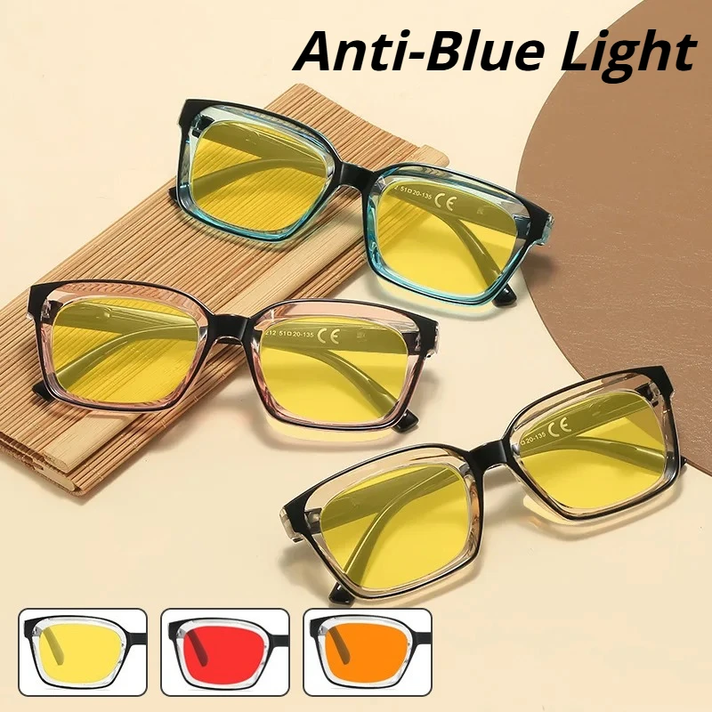 

New Retro Night Vision Glasses Unisex Watching Phone Playing Computer Gaming Anti-Blue Light Eyewear Orange and Red Lenses