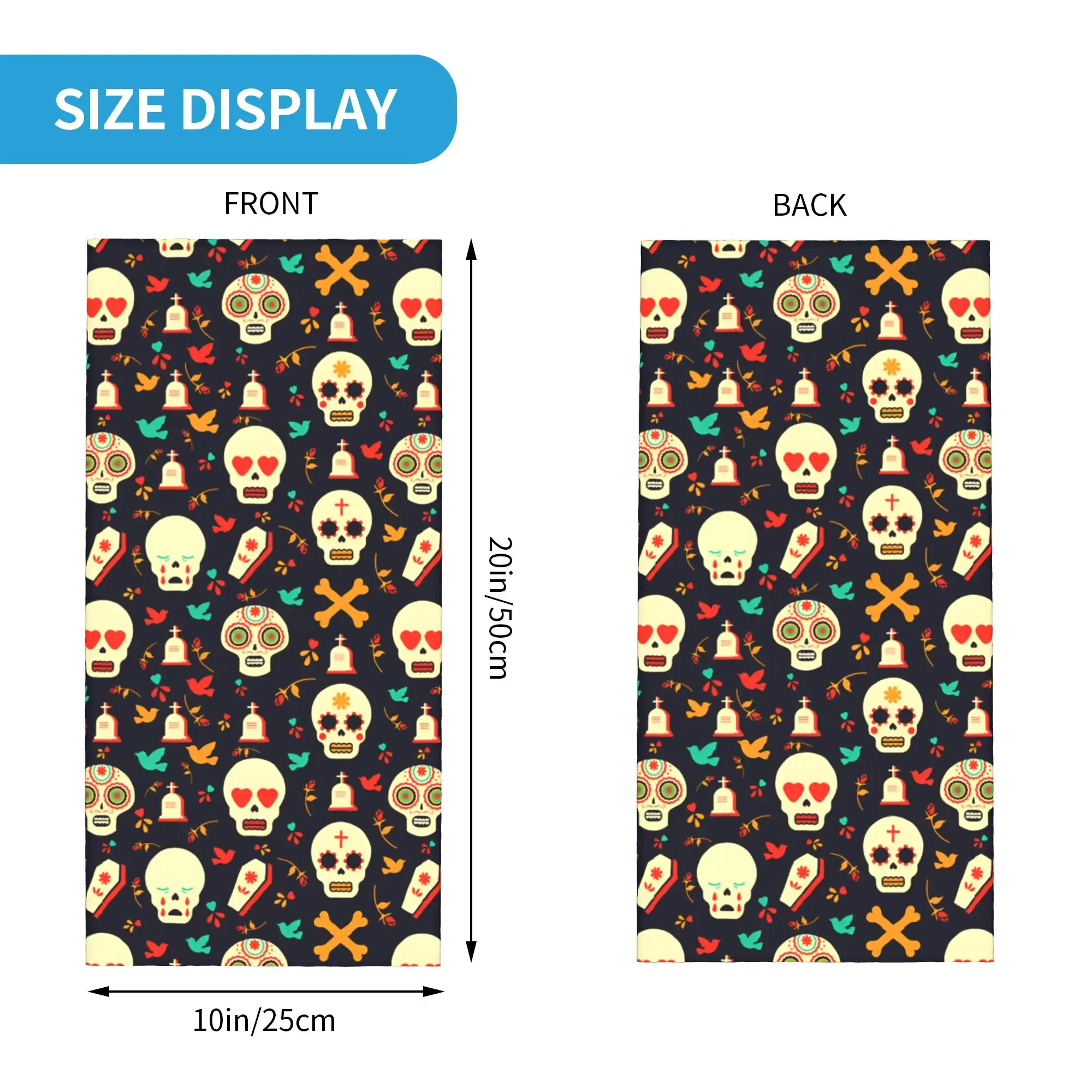 New Mexican Flower Sugar Skull Winter Headband Neck Warmer Women Hiking Camping Tube Scarf Day Of The Dead Art Face Bandana Gait