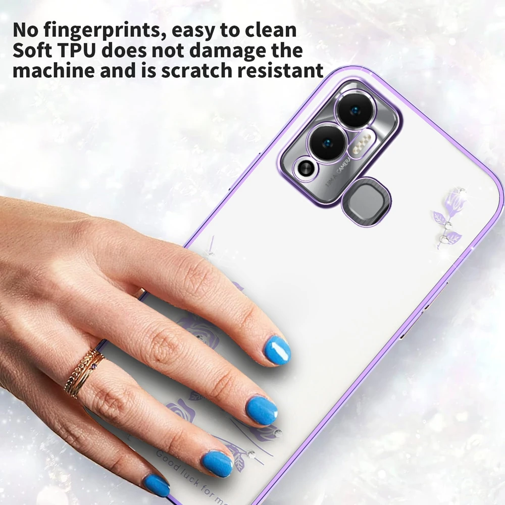 حافظة هاتف لامعة لهاتف انفينيكس نوت 40 30 برو 30 Vip 30i Zero 40 30 Coque حجر الراين شفاف ناعم غطاء خلفي مقاوم للصدمات من البولي يوريثان