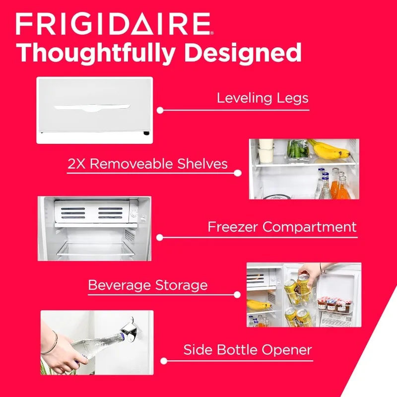 Frigidaire Retro Compact Fridge with Chiller, 3.2 cu ft Countertop Fridge with Built-In Bottle Opener, Compact Refrigerator