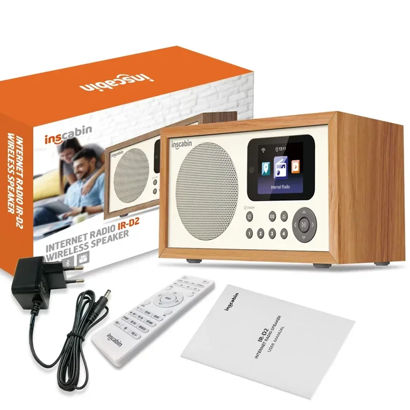 Inscabin D2 Internet Digital Radio Versatile U Disk Portable Internet Radio BT Speaker Support Spotify Connect Colour TFT Screen