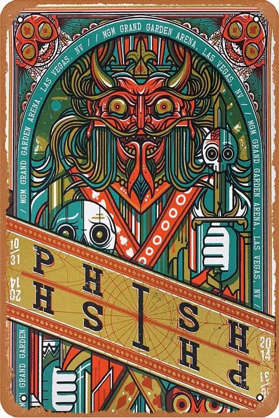 Phish - 2014 Drew Millward 10/31 poster Las Vegas, NV MGM Grand Tin Metal Novelty Sign Retro Wall Decor for Home,Street,Gate,Bar