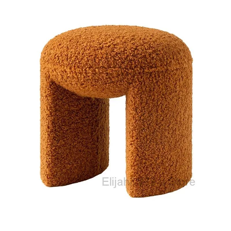 45x45x46.5cm Cute Soft Ottoman Pouf Simple Shoe Dressing Stool Small Round Makeup Pouf Footrest Cashmere Fleece мебель для дома