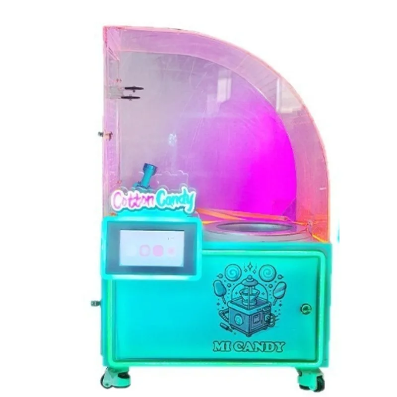 Electric Automatic Cotton Candy Vending Machine Commercial Desktop Candy Floss Maker With 60 Patterns Self Service