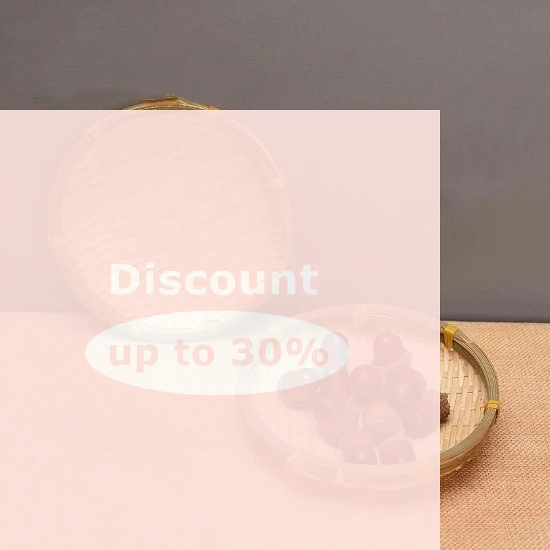 [1Pcs Hand-woven Bamboo Tray Round Wicker Fruit Bread Basket Eco Friendly Storage Tray Kitchen Decorative Serving Tray]