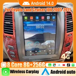 Android14 Car Radio For Toyota Land Cruiser 100 2005-2011 Tesla Automotive Multimedia Carplay Auto WIFI Bluetooth Stereo 4G 1Din